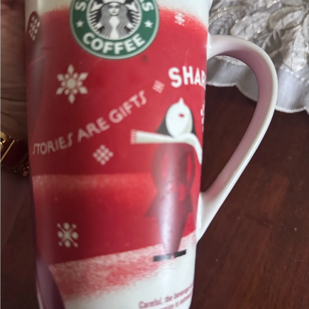 Vintage 2010 Starbucks Red and White Holiday Mug